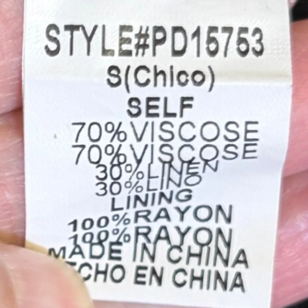 Fab'rik Black Linen Blend Size Small Tie Front Button Midi Dress PD15753 - Picture 4 of 8